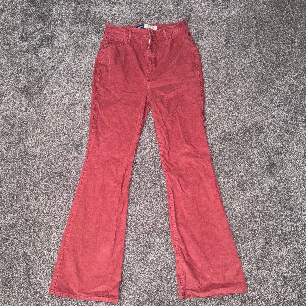 Old Navy Women's Higher High-Rise Flare Red Corduroy Pants Size 8